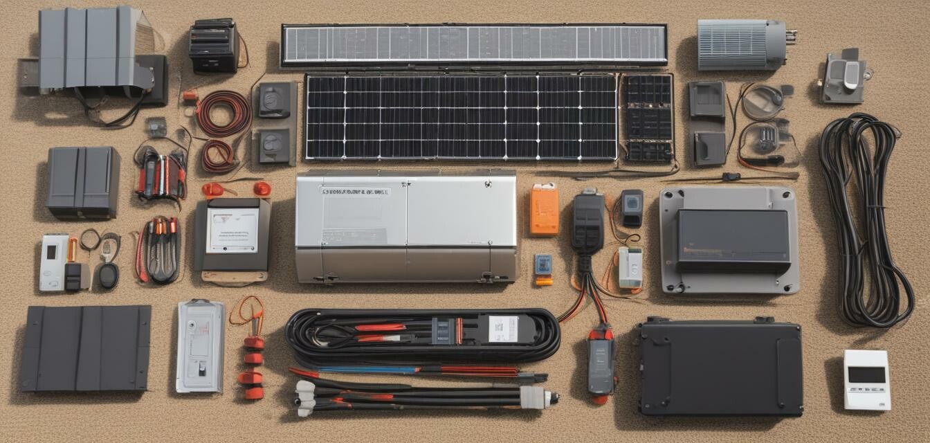 An overview of an RV solar power kit components.